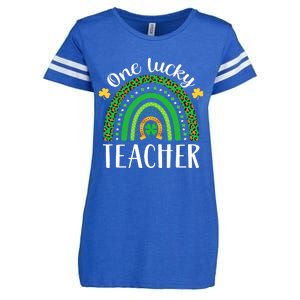 One Lucky Teacher St Patricks Day Teacher Rainbow Graphic Plus Size Enza Ladies Jersey Football T-Shirt