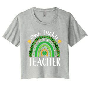 One Lucky Teacher St Patricks Day Teacher Rainbow Graphic Plus Size Women's Crop Top Tee