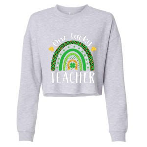 One Lucky Teacher St Patricks Day Teacher Rainbow Graphic Plus Size Cropped Pullover Crew