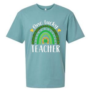 One Lucky Teacher St Patricks Day Teacher Rainbow Graphic Plus Size Sueded Cloud Jersey T-Shirt