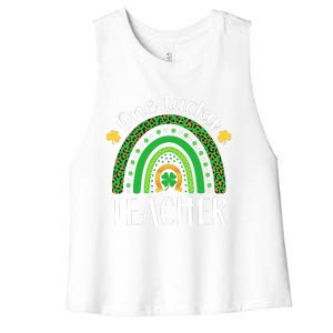 One Lucky Teacher St Patricks Day Teacher Rainbow Graphic Plus Size Women's Racerback Cropped Tank