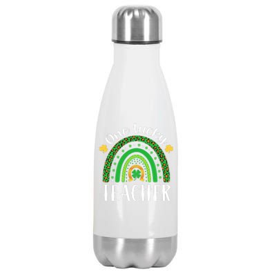 One Lucky Teacher St Patricks Day Teacher Rainbow Graphic Plus Size Stainless Steel Insulated Water Bottle