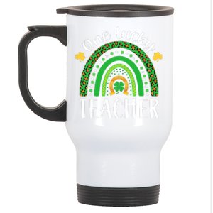 One Lucky Teacher St Patricks Day Teacher Rainbow Graphic Plus Size Stainless Steel Travel Mug