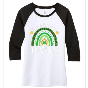 One Lucky Teacher St Patricks Day Teacher Rainbow Graphic Plus Size Women's Tri-Blend 3/4-Sleeve Raglan Shirt