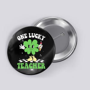 One Lucky Teacher Retro Groovy Shamrock St Patricks Day Button