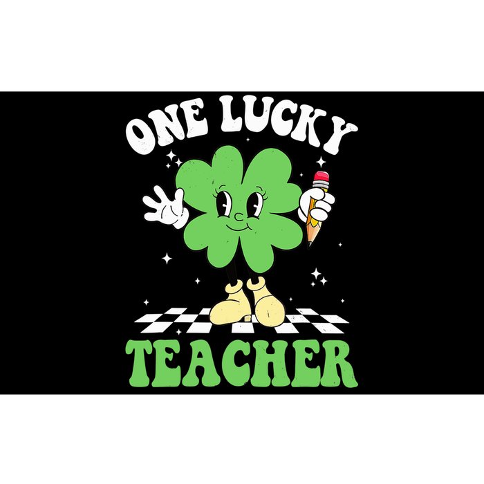 One Lucky Teacher Retro Groovy Shamrock St Patricks Day Bumper Sticker