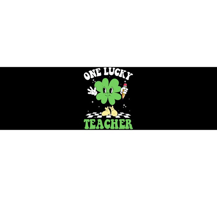 One Lucky Teacher Retro Groovy Shamrock St Patricks Day Bumper Sticker