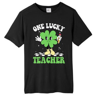 One Lucky Teacher Retro Groovy Shamrock St Patricks Day Tall Fusion ChromaSoft Performance T-Shirt