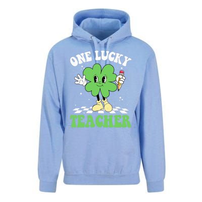 One Lucky Teacher Retro Groovy Shamrock St Patricks Day Unisex Surf Hoodie