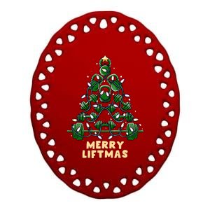 Oh Liftmas Tree Kettlebell Gym Ugly Christmas Sweater Ceramic Oval Ornament