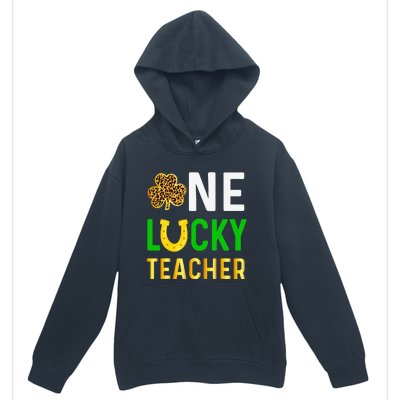 One Lucky Teacher Gift Saint Patrick's Day Shamrock Leopard Love Urban Pullover Hoodie