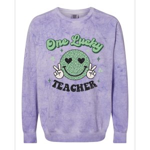 One Lucky Teacher Retro St Patrick’s Day School Appreciation Gift Colorblast Crewneck Sweatshirt