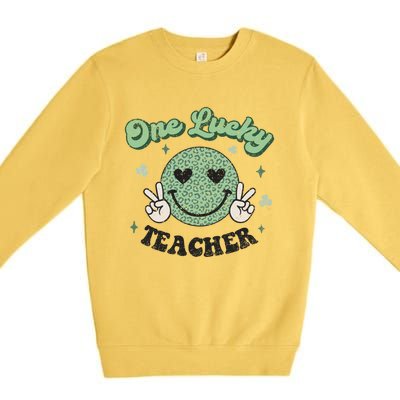 One Lucky Teacher Retro St Patrick’s Day School Appreciation Gift Premium Crewneck Sweatshirt