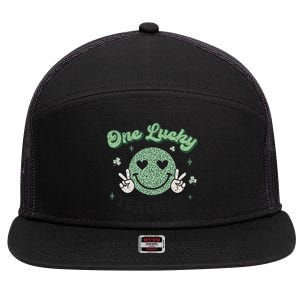 One Lucky Teacher Retro St Patrick’s Day School Appreciation Gift 7 Panel Mesh Trucker Snapback Hat