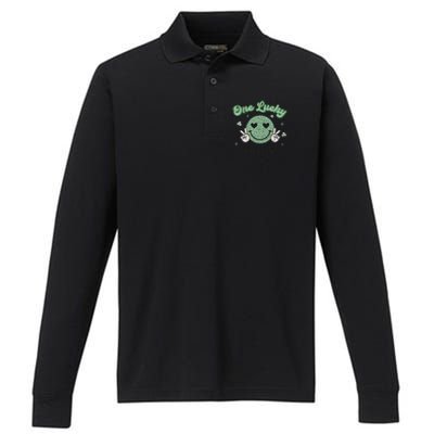 One Lucky Teacher Retro St Patrick’s Day School Appreciation Gift Performance Long Sleeve Polo