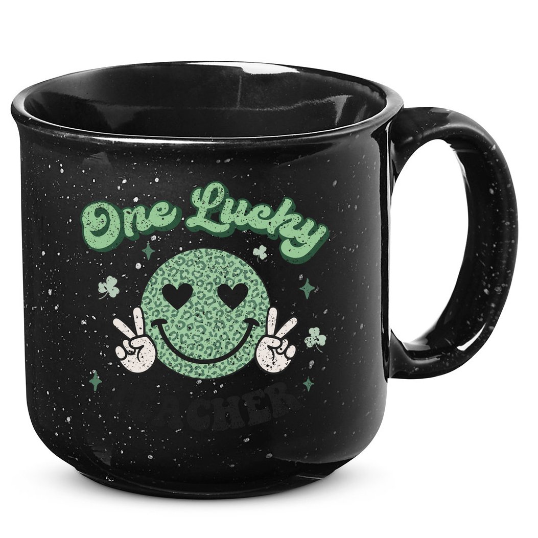One Lucky Teacher Retro St Patrick’s Day School Appreciation Gift 15oz Campfire Ceramic Mug
