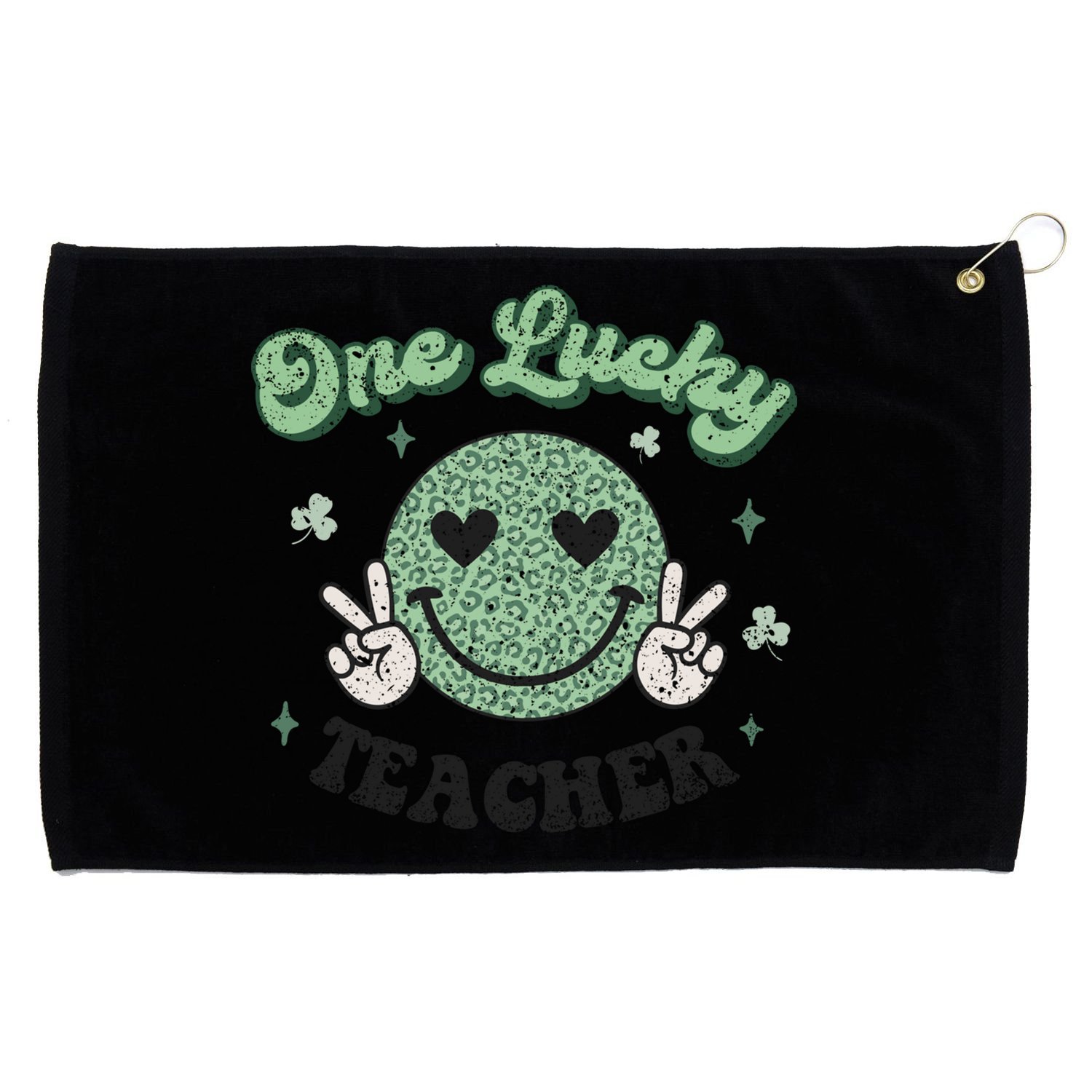One Lucky Teacher Retro St Patrick’s Day School Appreciation Gift Grommeted Golf Towel