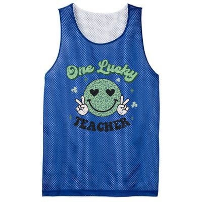 One Lucky Teacher Retro St Patrick’s Day School Appreciation Gift Mesh Reversible Basketball Jersey Tank