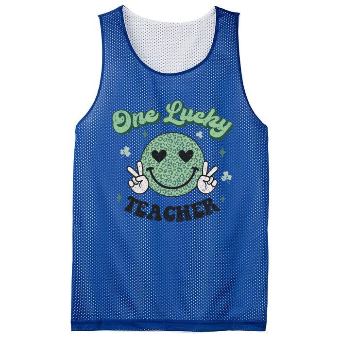 One Lucky Teacher Retro St Patrick’s Day School Appreciation Gift Mesh Reversible Basketball Jersey Tank