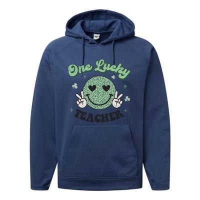 One Lucky Teacher Retro St Patrick’s Day School Appreciation Gift Performance Fleece Hoodie