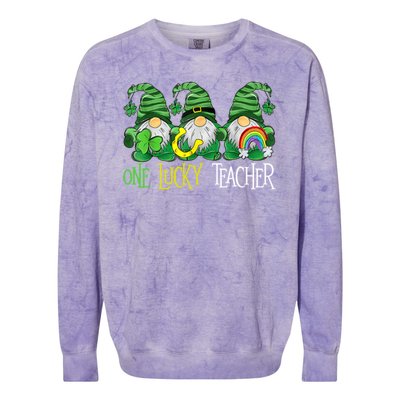 One Lucky Teacher Gnome St Patrick's Day Colorblast Crewneck Sweatshirt