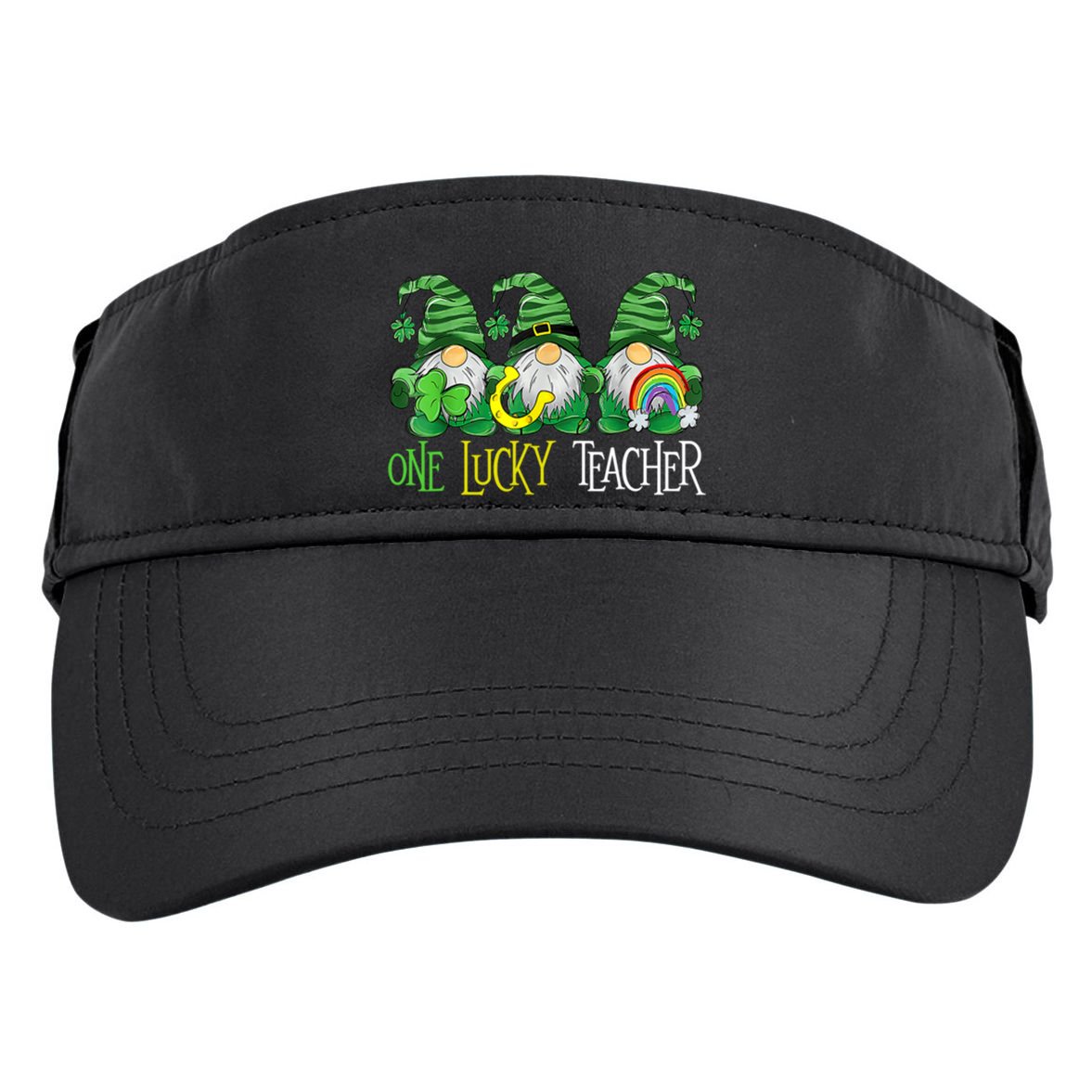 One Lucky Teacher Gnome St Patrick's Day Adult Drive Performance Visor