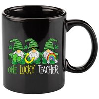 One Lucky Teacher Gnome St Patrick's Day 11oz C Handle Ceramic Mug