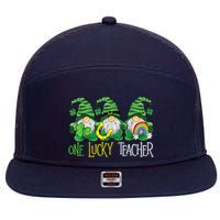 One Lucky Teacher Gnome St Patrick's Day 7 Panel Mesh Trucker Snapback Hat