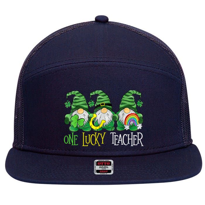 One Lucky Teacher Gnome St Patrick's Day 7 Panel Mesh Trucker Snapback Hat