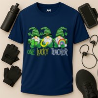 One Lucky Teacher Gnome St Patrick's Day Cooling Performance Crew T-Shirt