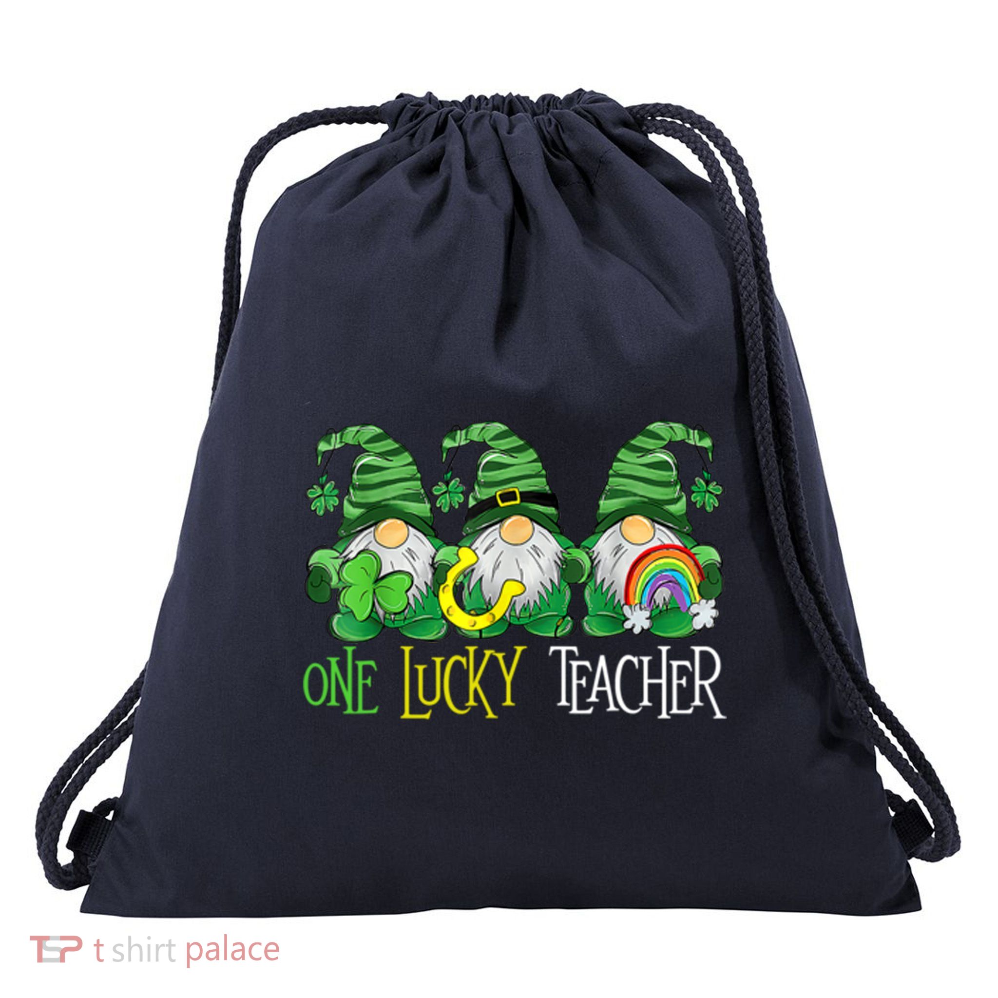 One Lucky Teacher Gnome St Patrick's Day Drawstring Bag