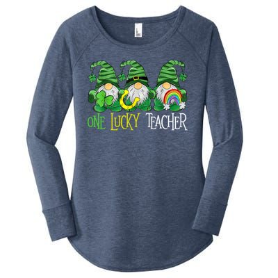 One Lucky Teacher Gnome St Patrick's Day Women's Perfect Tri Tunic Long Sleeve Shirt