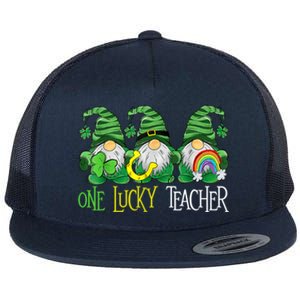 One Lucky Teacher Gnome St Patrick's Day Flat Bill Trucker Hat