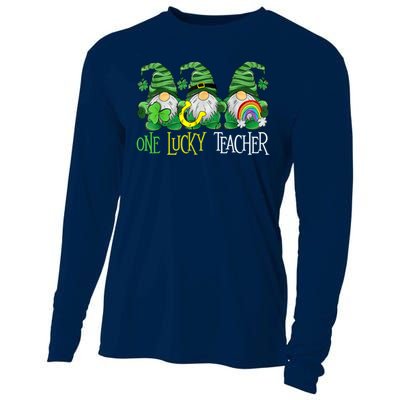 One Lucky Teacher Gnome St Patrick's Day Cooling Performance Long Sleeve Crew