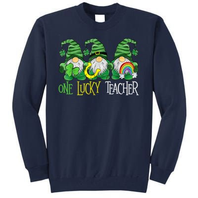 One Lucky Teacher Gnome St Patrick's Day Tall Sweatshirt