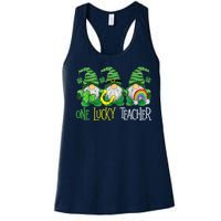 One Lucky Teacher Gnome St Patrick's Day Women's Racerback Tank