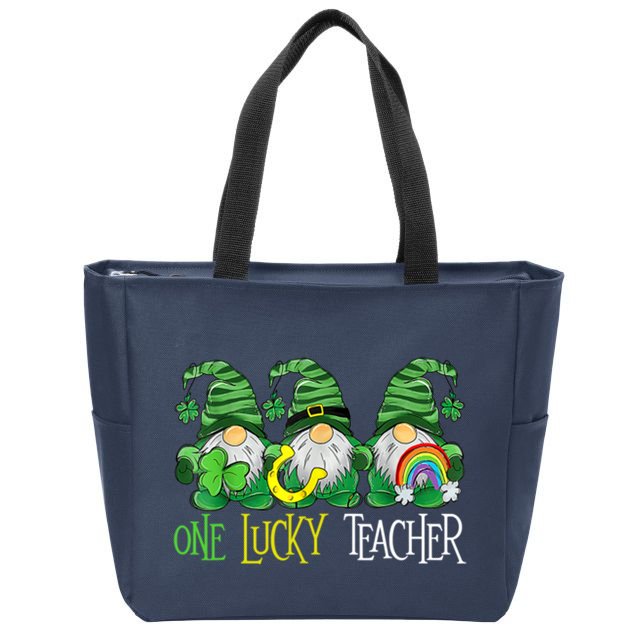 One Lucky Teacher Gnome St Patrick's Day Zip Tote Bag