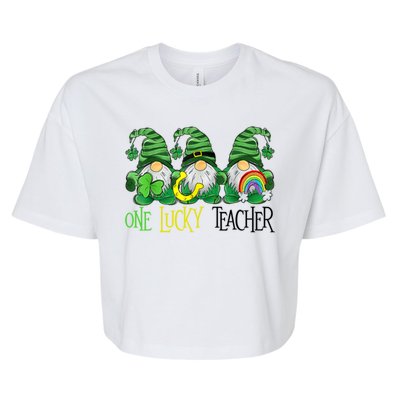 One Lucky Teacher Gnome St Patrick's Day Bella+Canvas Jersey Crop Tee