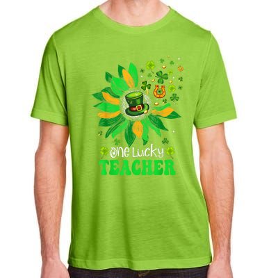 One Lucky Teacher St Patrick's Day Sunflower Adult ChromaSoft Performance T-Shirt