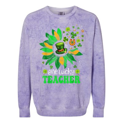 One Lucky Teacher St Patrick's Day Sunflower Colorblast Crewneck Sweatshirt