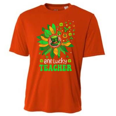 One Lucky Teacher St Patrick's Day Sunflower Cooling Performance Crew T-Shirt