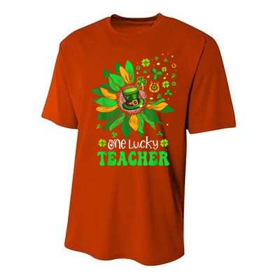 One Lucky Teacher St Patrick's Day Sunflower Performance Sprint T-Shirt