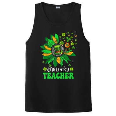 One Lucky Teacher St Patrick's Day Sunflower PosiCharge Competitor Tank