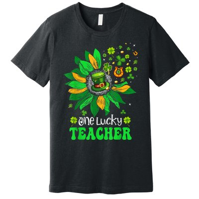 One Lucky Teacher St Patrick's Day Sunflower Premium T-Shirt