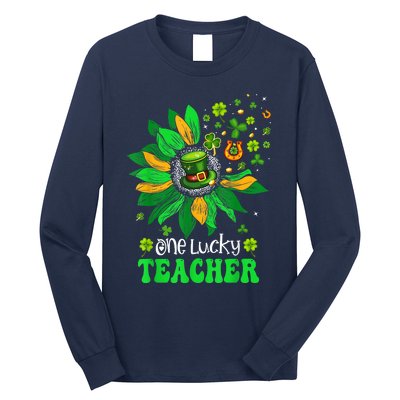 One Lucky Teacher St Patrick's Day Sunflower Long Sleeve Shirt