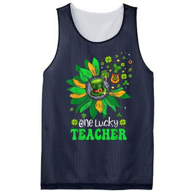 One Lucky Teacher St Patrick's Day Sunflower Mesh Reversible Basketball Jersey Tank