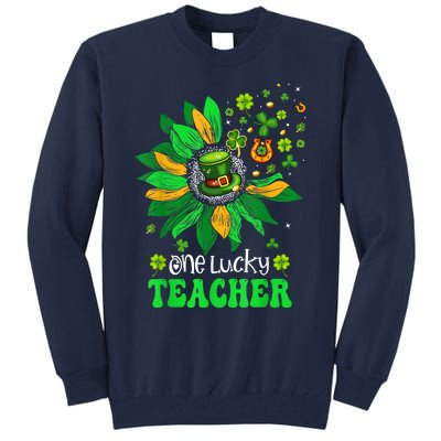 One Lucky Teacher St Patrick's Day Sunflower Tall Sweatshirt