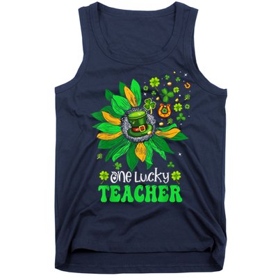 One Lucky Teacher St Patrick's Day Sunflower Tank Top