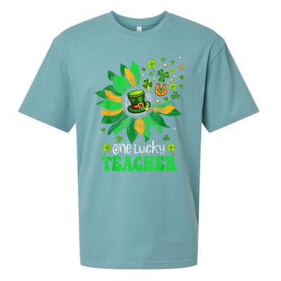 One Lucky Teacher St Patrick's Day Sunflower Sueded Cloud Jersey T-Shirt