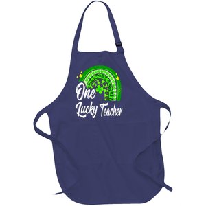 One Lucky Teacher Rainbow Leopard St Patrick’s Day Full-Length Apron With Pockets